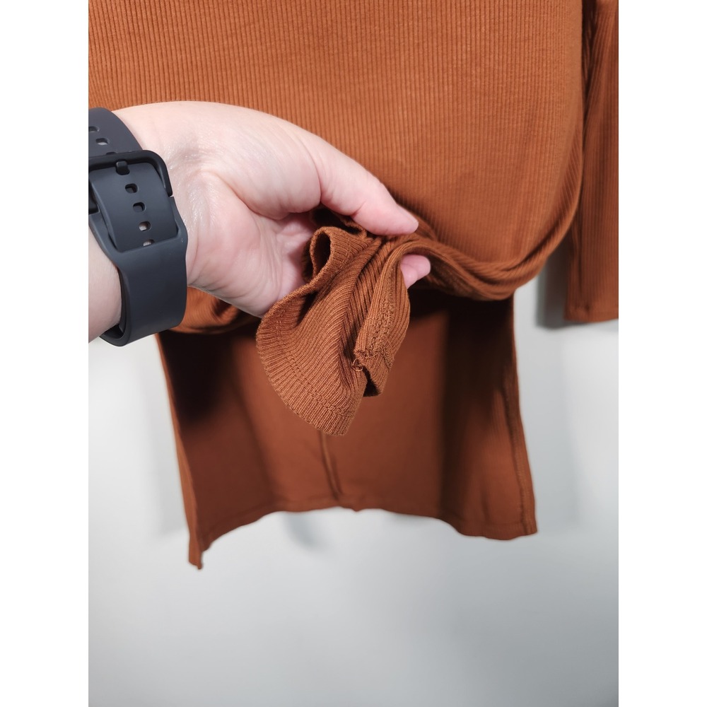 FIRESTAR Mini Dress Women L Brown Ribbed Knit Back Cutout Long Sleeve Party Club - Picture 9 of 12